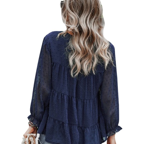 VINTAGE BOHO CHIC LAYERED BELL SLEEVED BLOUSE - Picture 5 of 8